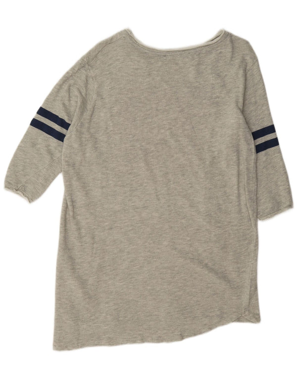 Zara Robe t-shirt graphique à manches 3/4 pour femme UK 16 Large Gris Coton