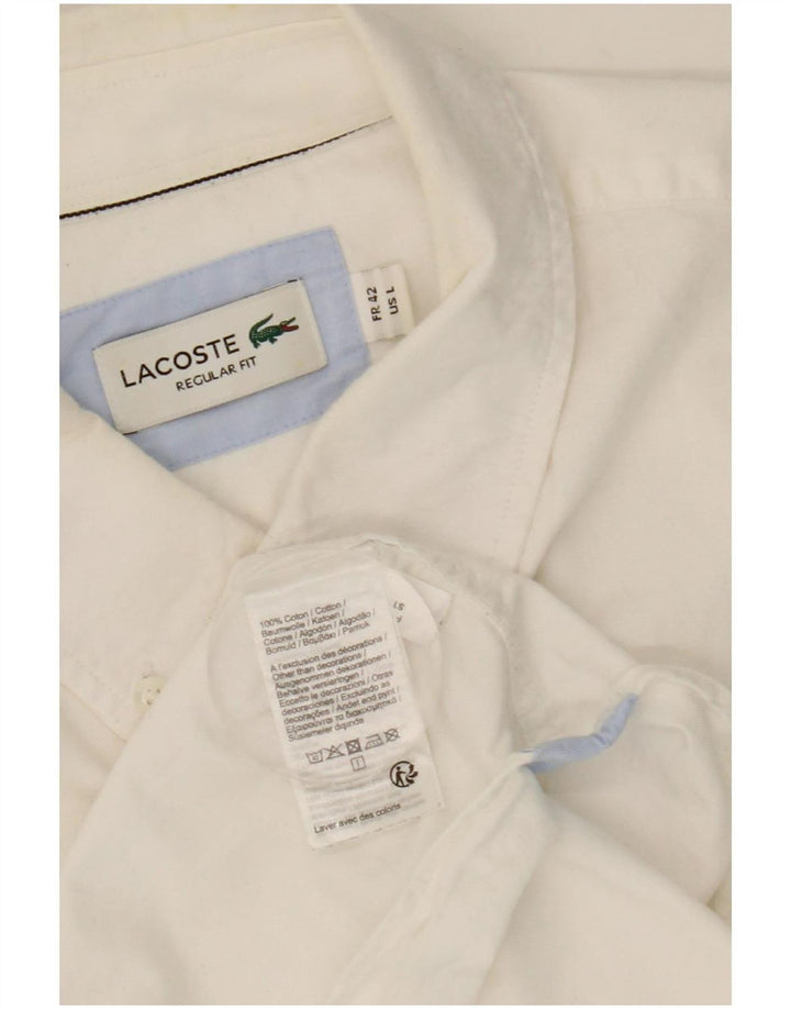 Lacoste Chemise Homme Taille 42 Grand Coton Blanc