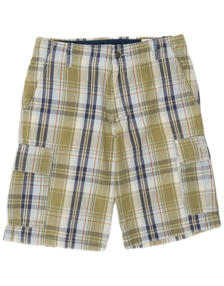 Sundek Short cargo pour homme W32 en coton à carreaux kaki moyen