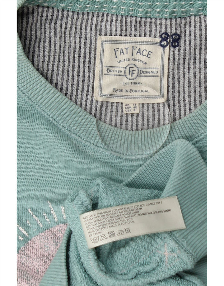 Fat Face Pull graphique à col rond pour femme Bleu moyen UK 12