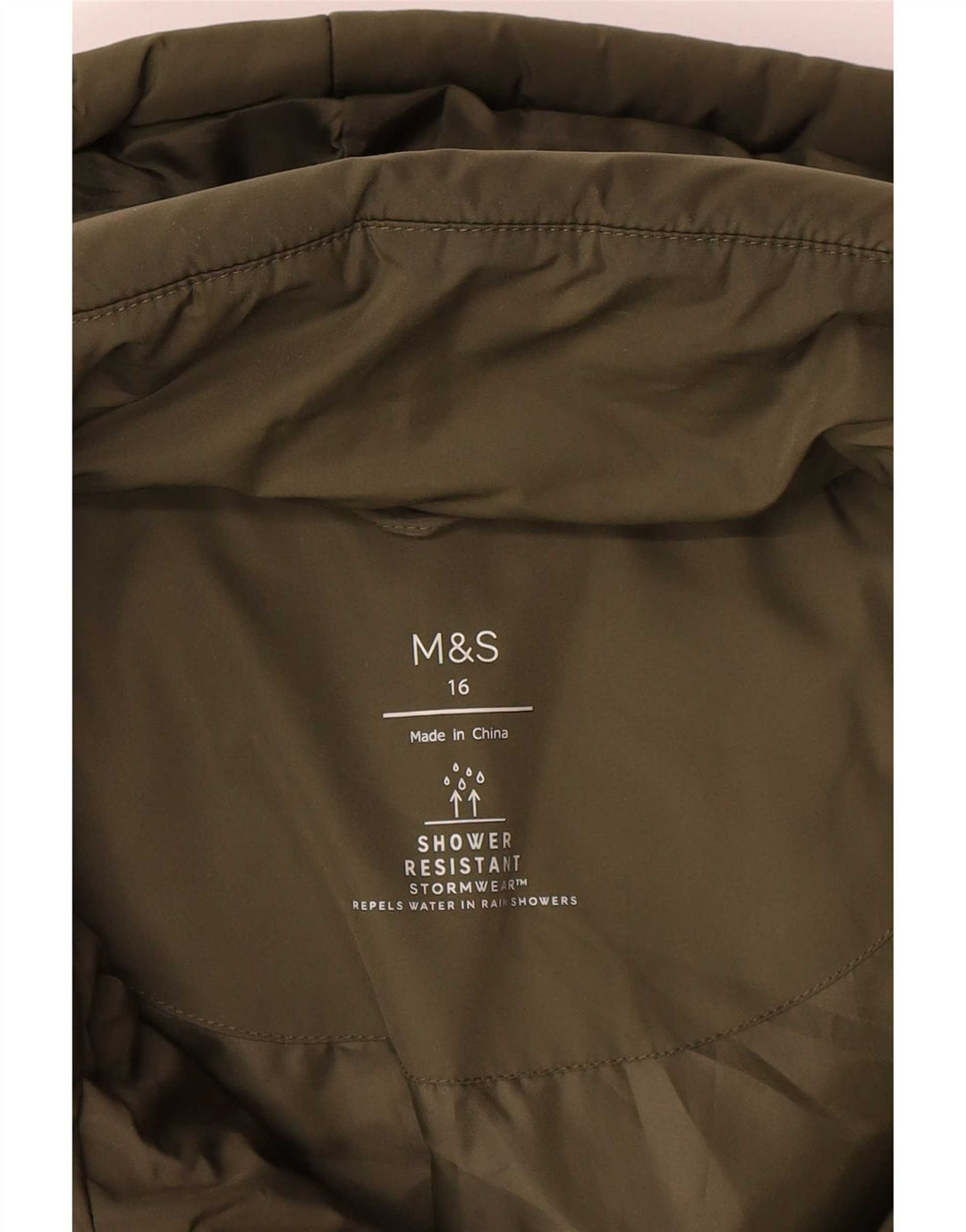 Marks & Spencer Veste matelassée à capuche pour femme UK 16 Large Kaki Polyester