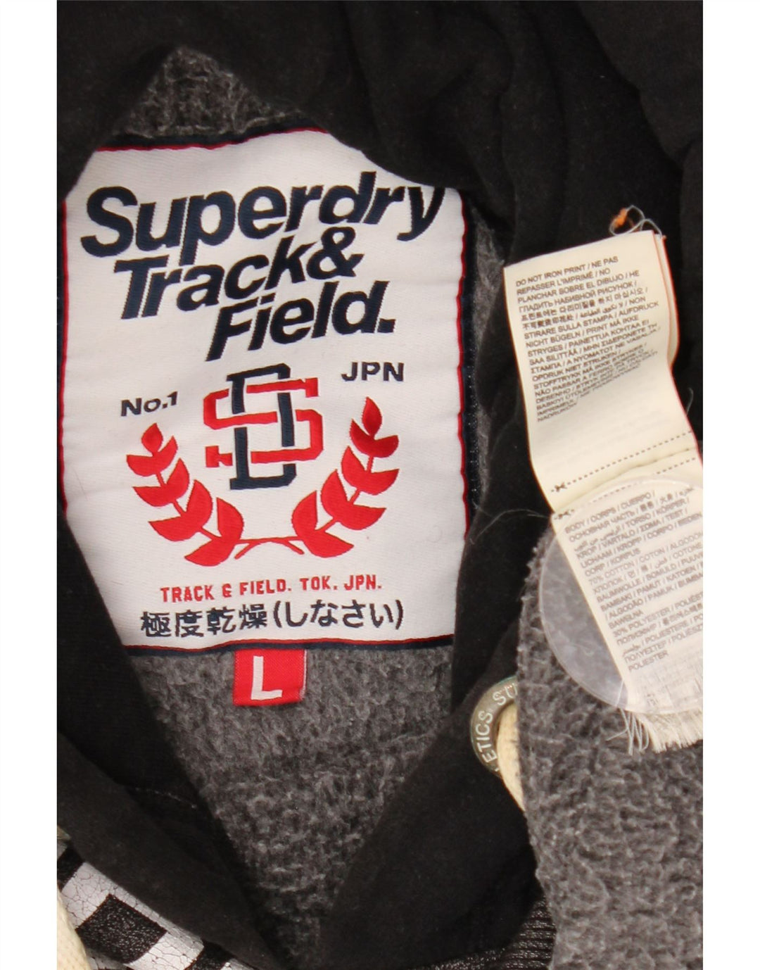 SUPERDRY Pull à capuche graphique Track & Field pour homme - Large - Gris color block
