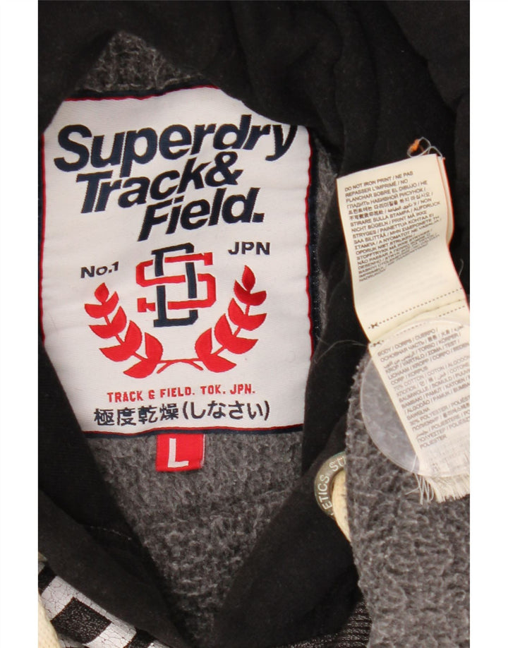 SUPERDRY Pull à capuche graphique Track & Field pour homme - Large - Gris color block