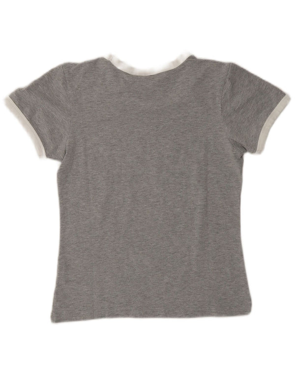 Puma Womens Crop Graphic T-Shirt Top UK 10 Petit Gris Moucheté