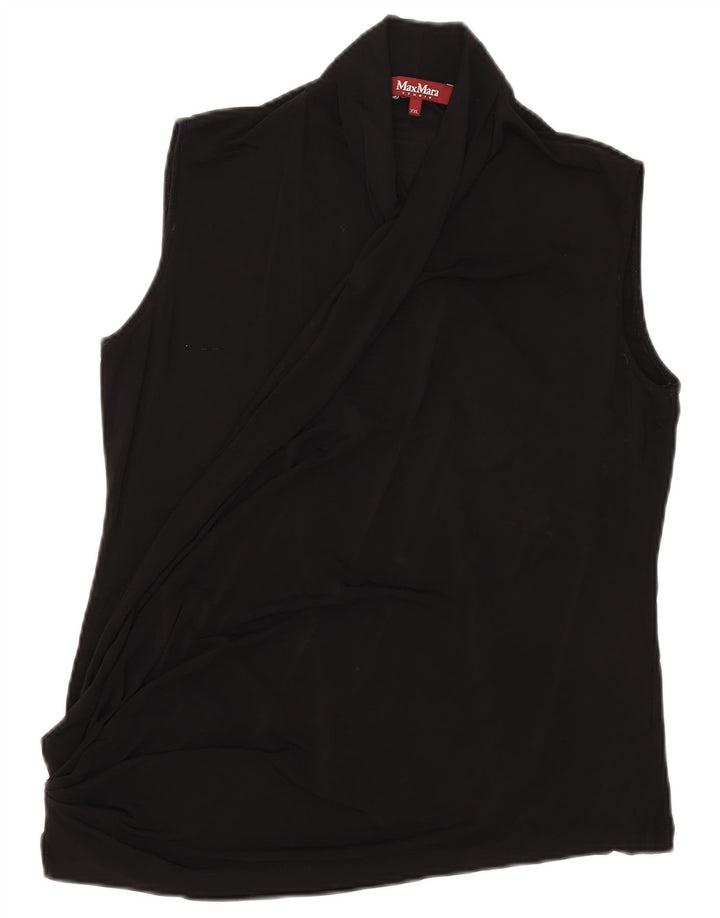 Max Mara Chemisier sans manches pour femme UK 20 2XL Noir Viscose
