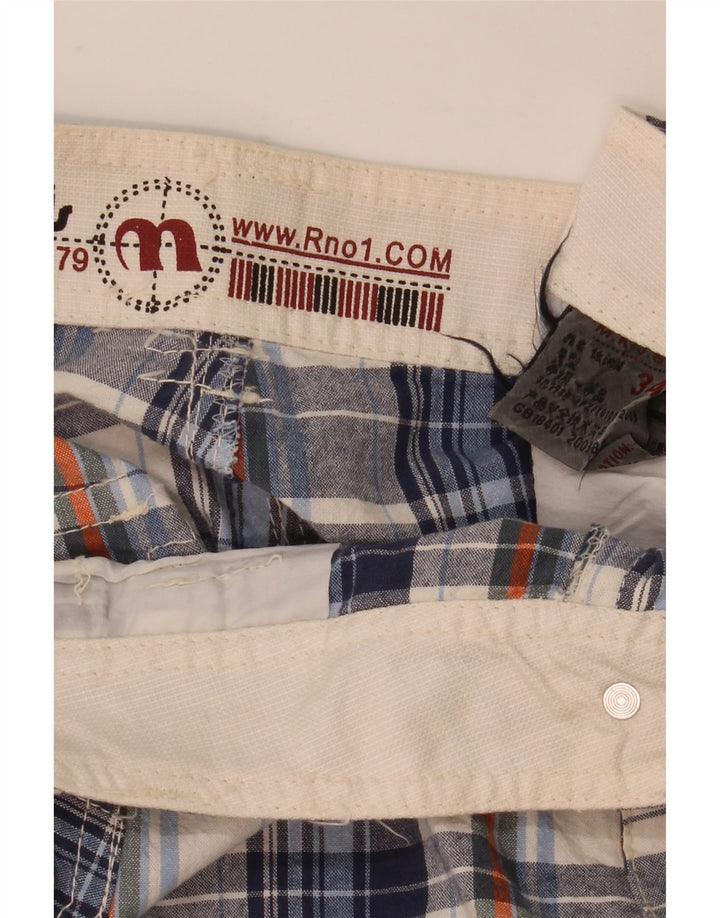 Short Cargo Vintage Homme W34 Grand Carreau Bleu