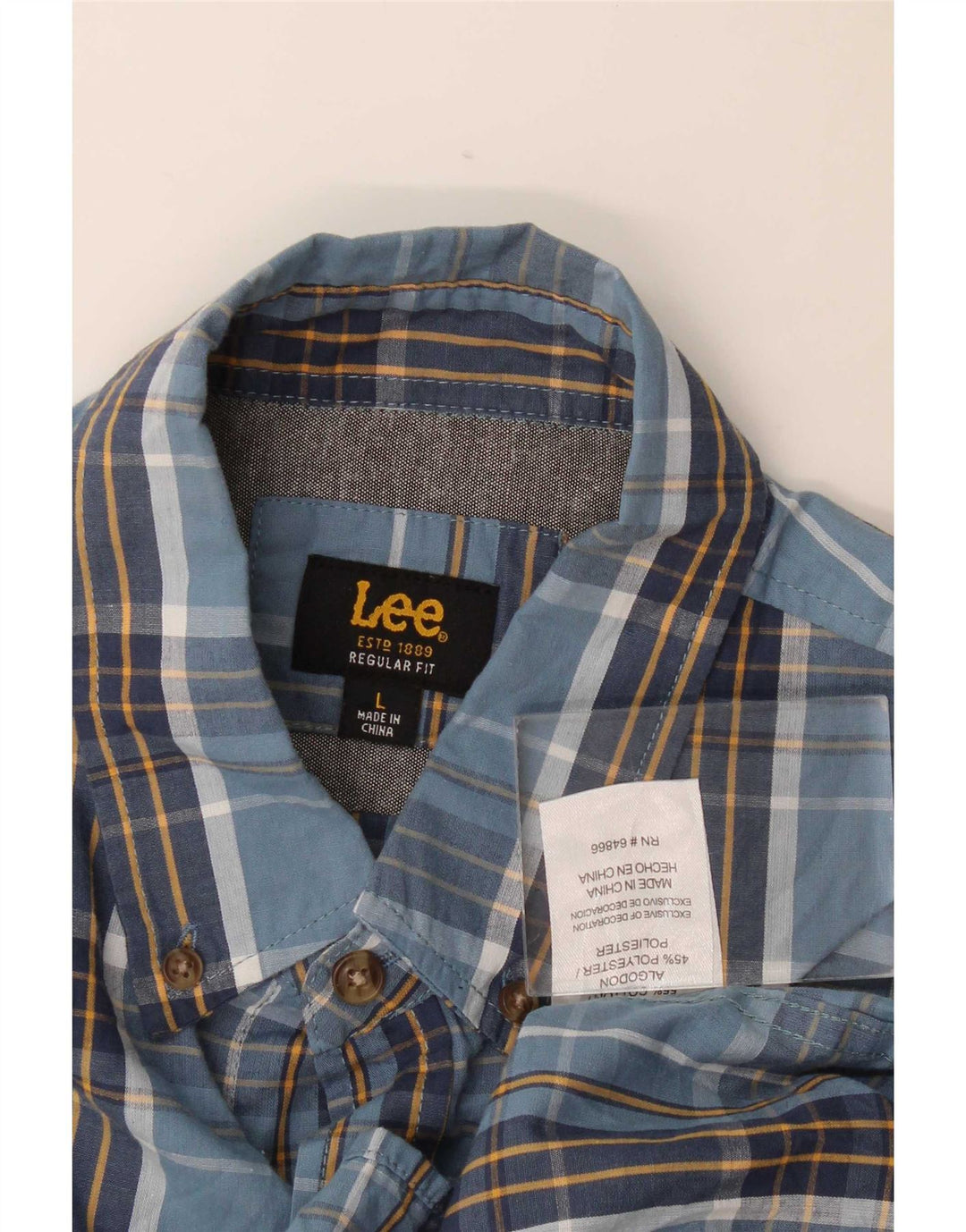 Lee Chemise à manches courtes pour homme, coupe régulière, grand carreaux en coton bleu marine