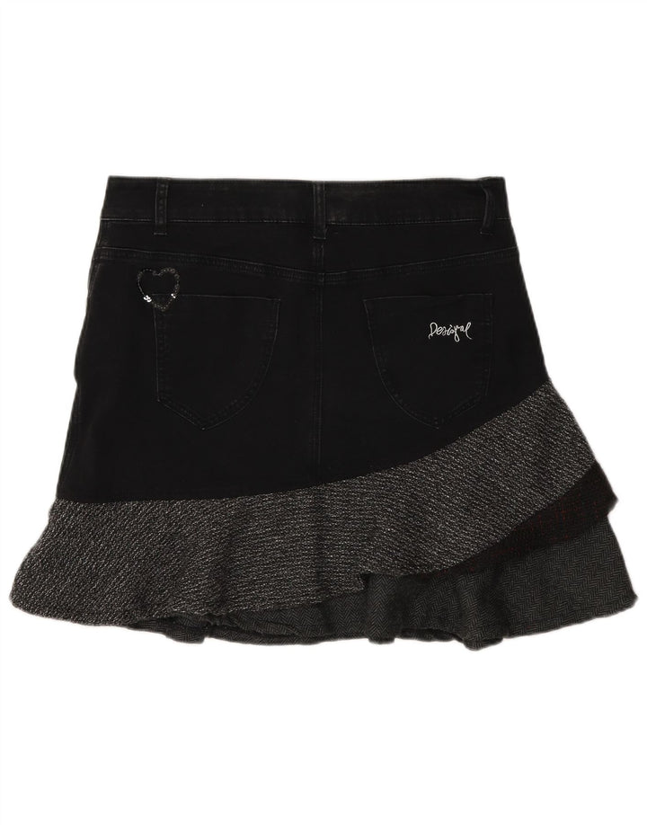 Desigual Jupe asymétrique en jean pour femme EU 40 Medium W30 Gris à chevrons