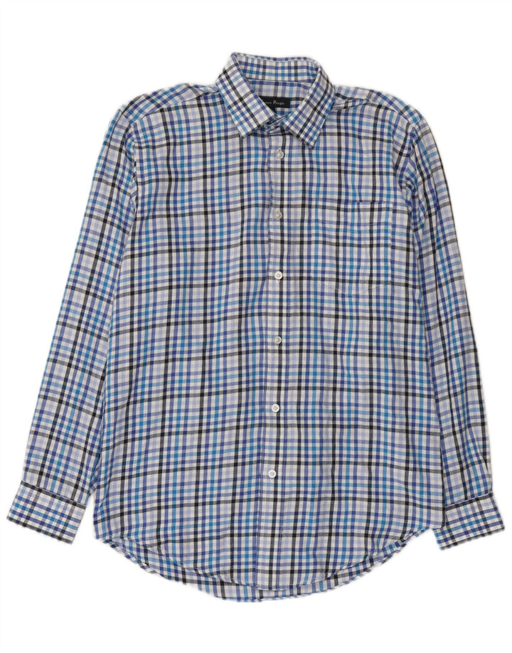 James Pringle Chemise en flanelle pour homme Petit carreaux bleus Polyester
