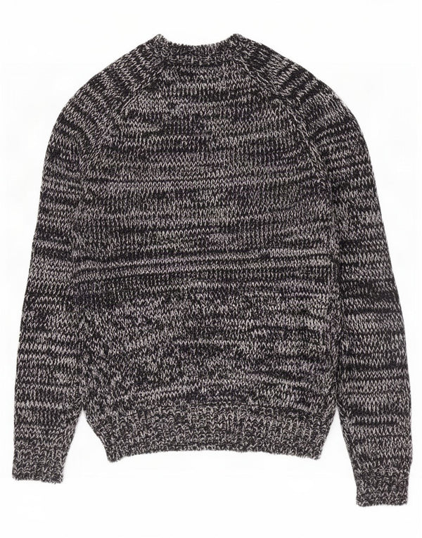 Zara Homme Pull Col Bateau Large Bleu Marine Moucheté Acrylique
