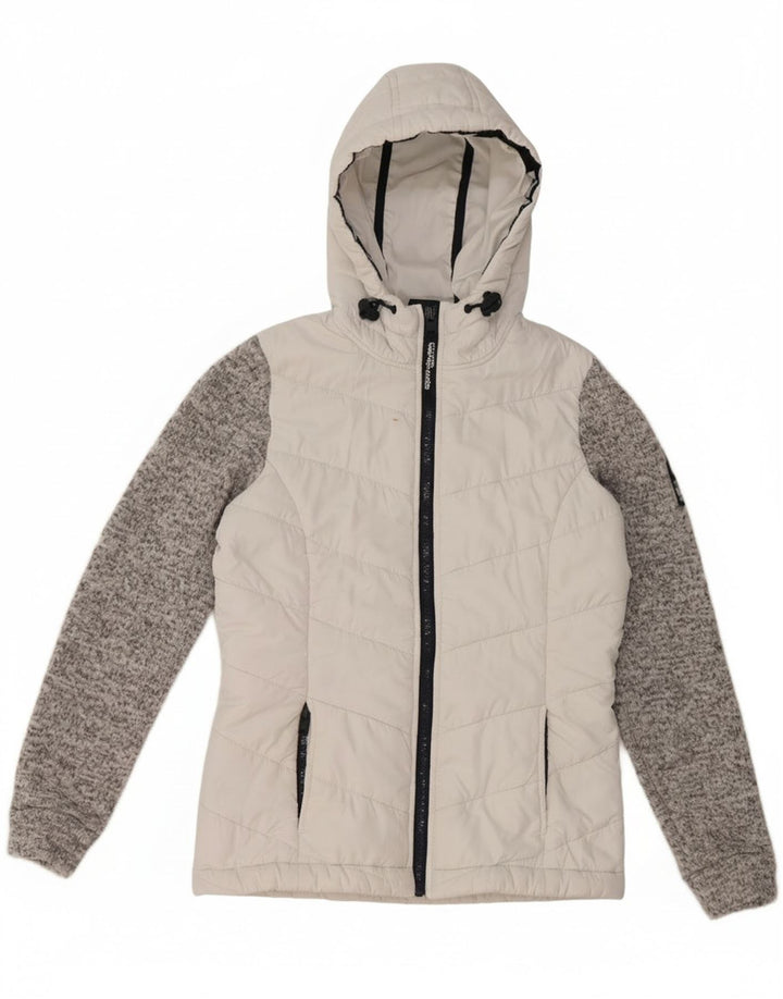 Superdry Veste matelassée à capuche pour femme UK 8 Small Blanc Colourblock