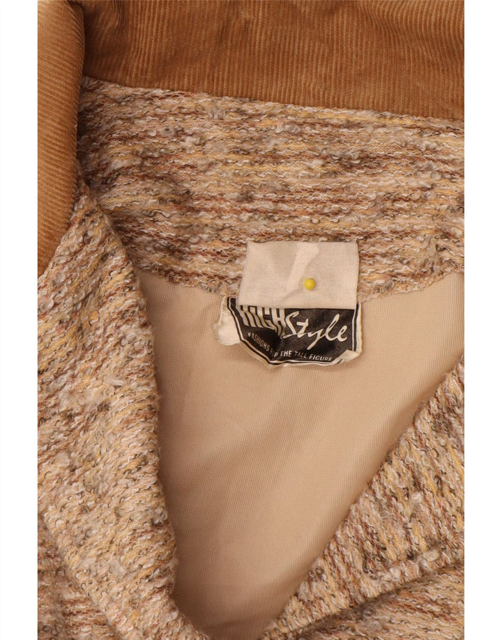 vintage Femme 4 Bouton Blazer Veste UK 14 Grand Beige Moucheté