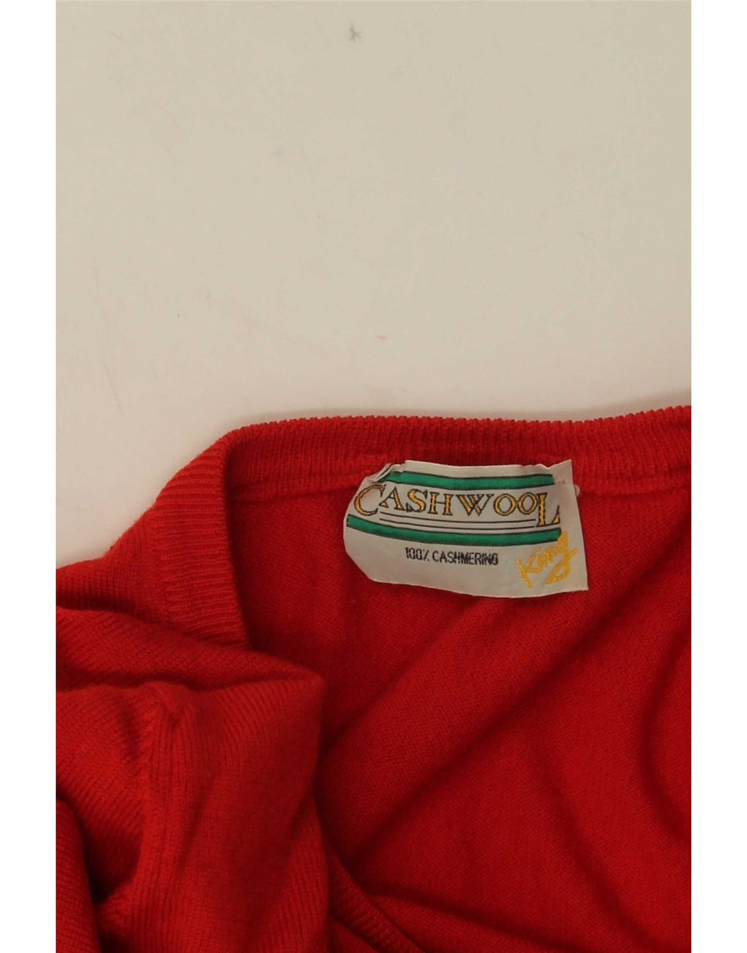 vintage Homme Col V Pull Pull IT 50 Cachemire Rouge Moyen