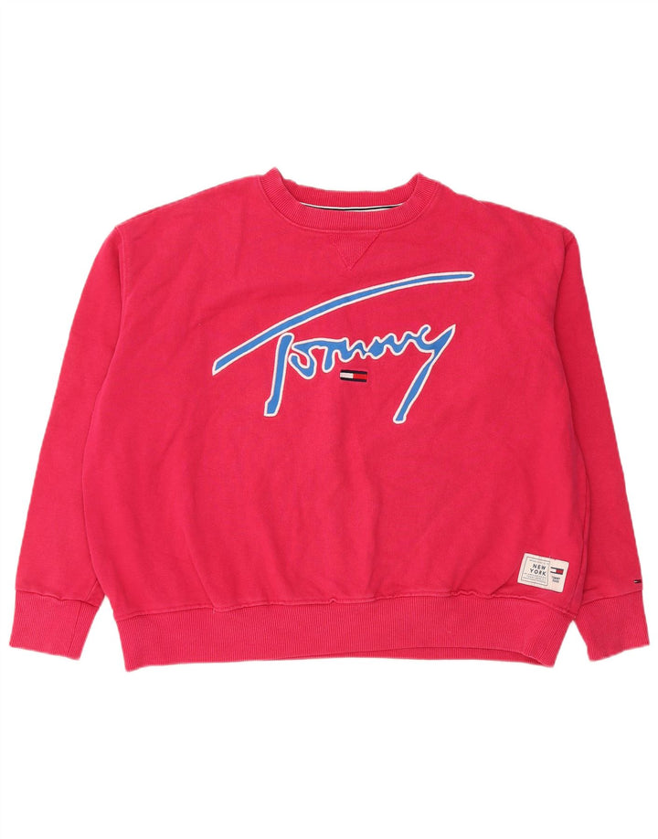 Tommy Hilfiger Sweat-shirt surdimensionné graphique pour femme UK 14 Rose moyen