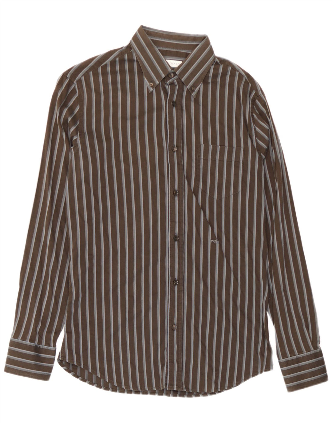 Trussardi Chemise Large Marron Rayé Coton Homme