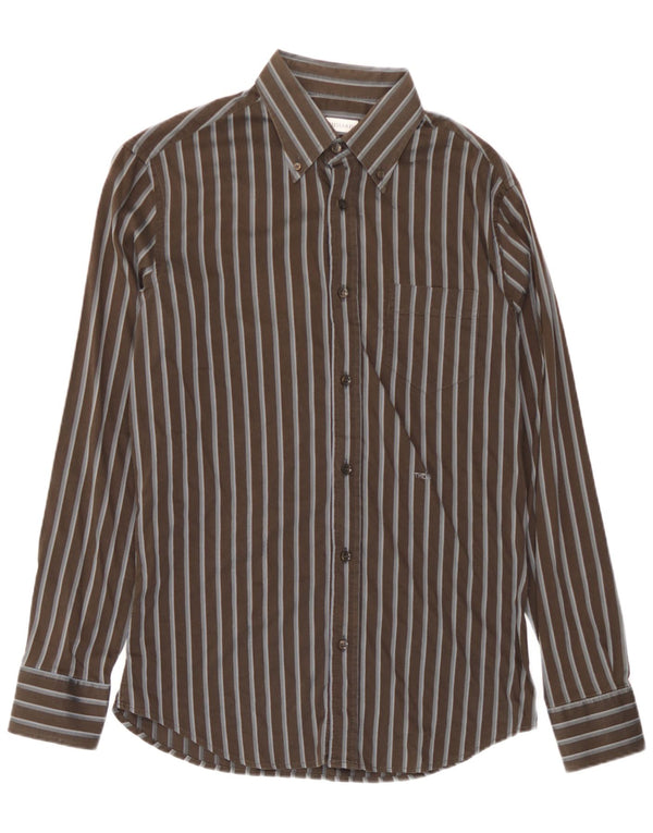 Trussardi Chemise Large Marron Rayé Coton Homme