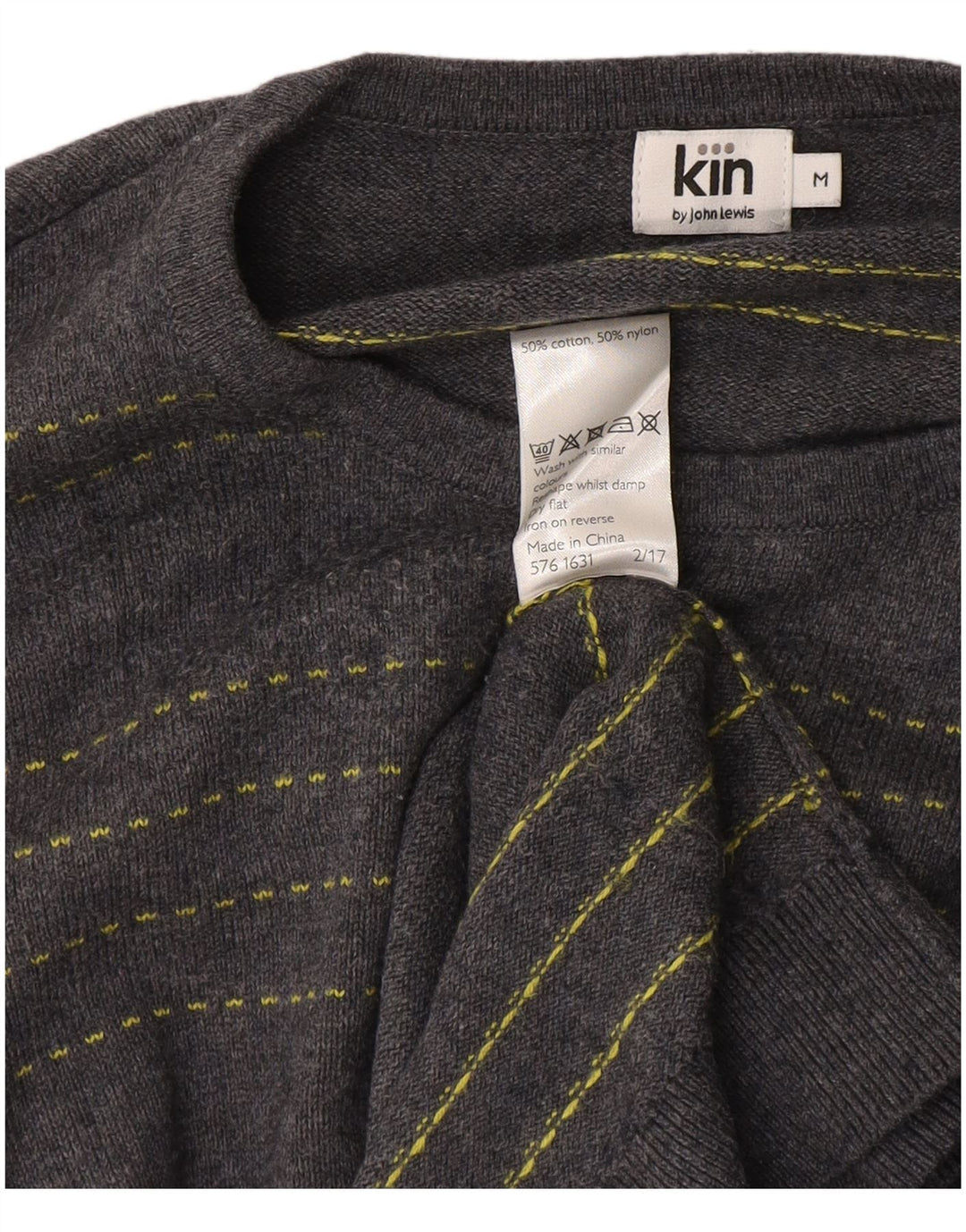 John Lewis Pull à col rond pour homme en coton rayé bleu moyen