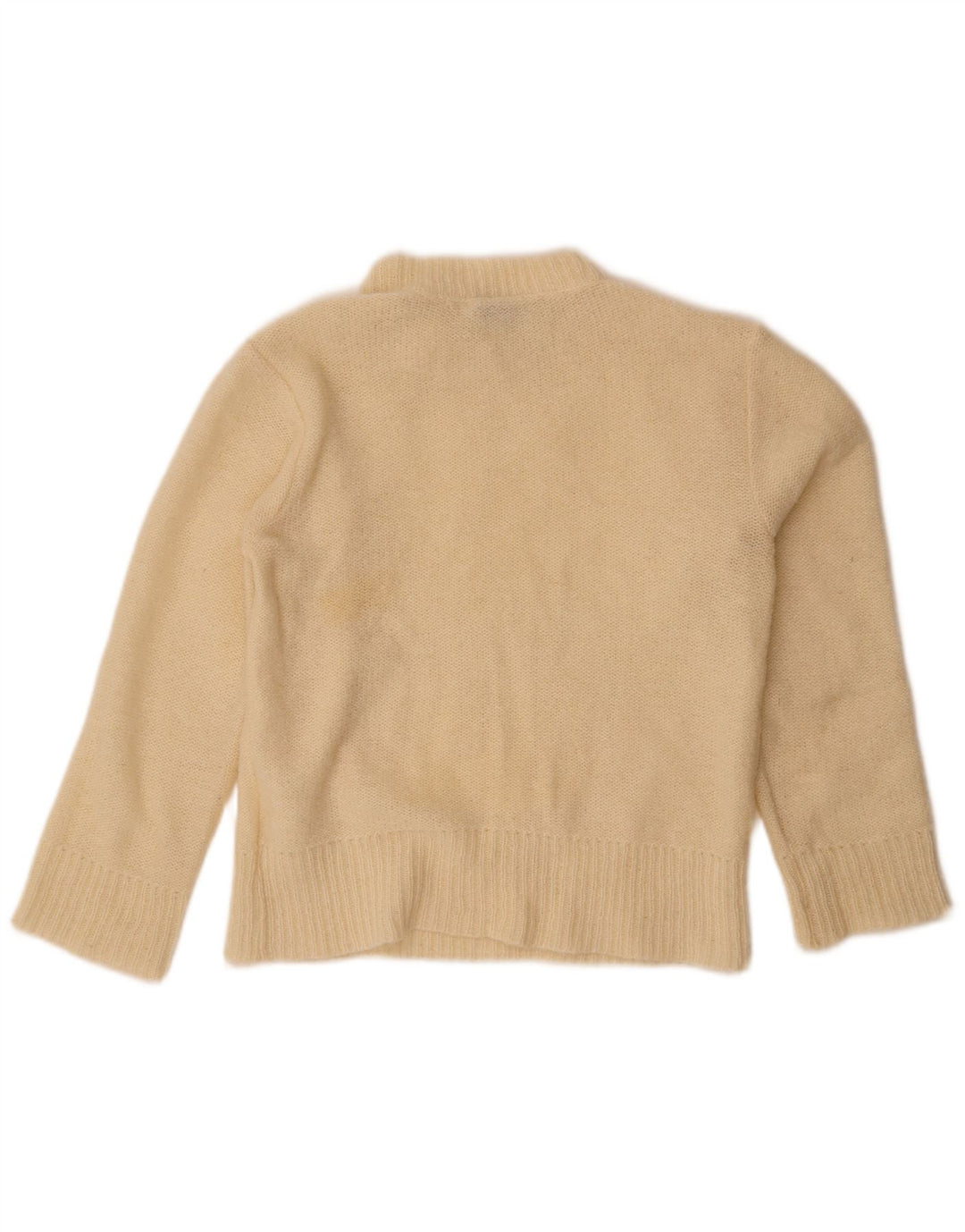 vintage Femmes Turtle Neck Jumper Pull UK 14 Moyen Off White