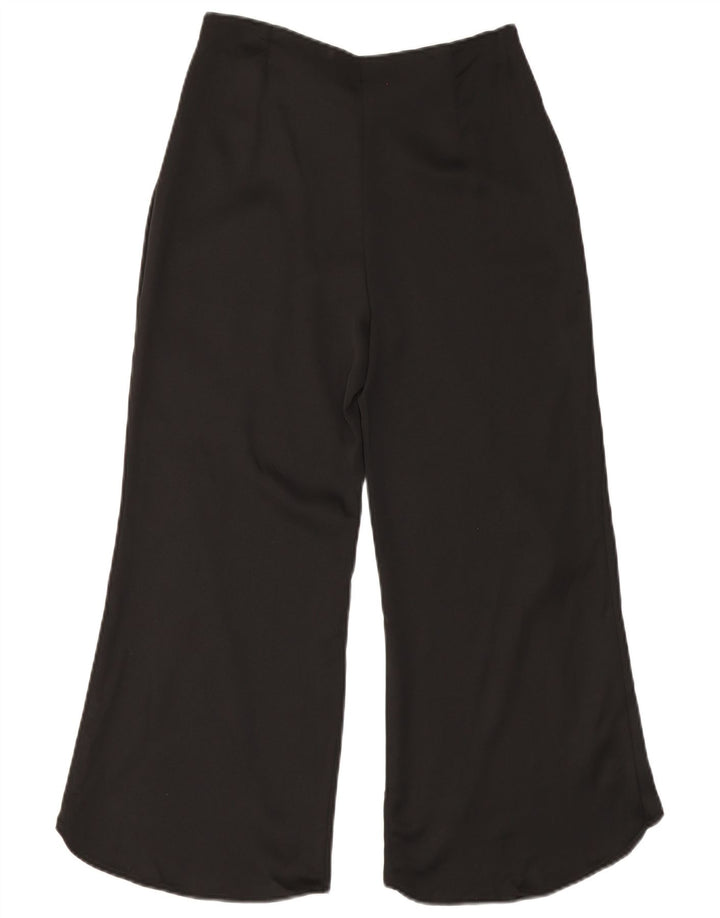 Zara Pantalon court à jambe large pour femme Petit W28 L23 Noir Polyester