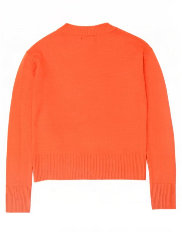 Marks & Spencer Pull col en V pour femme UK 12 Acrylique orange moyen