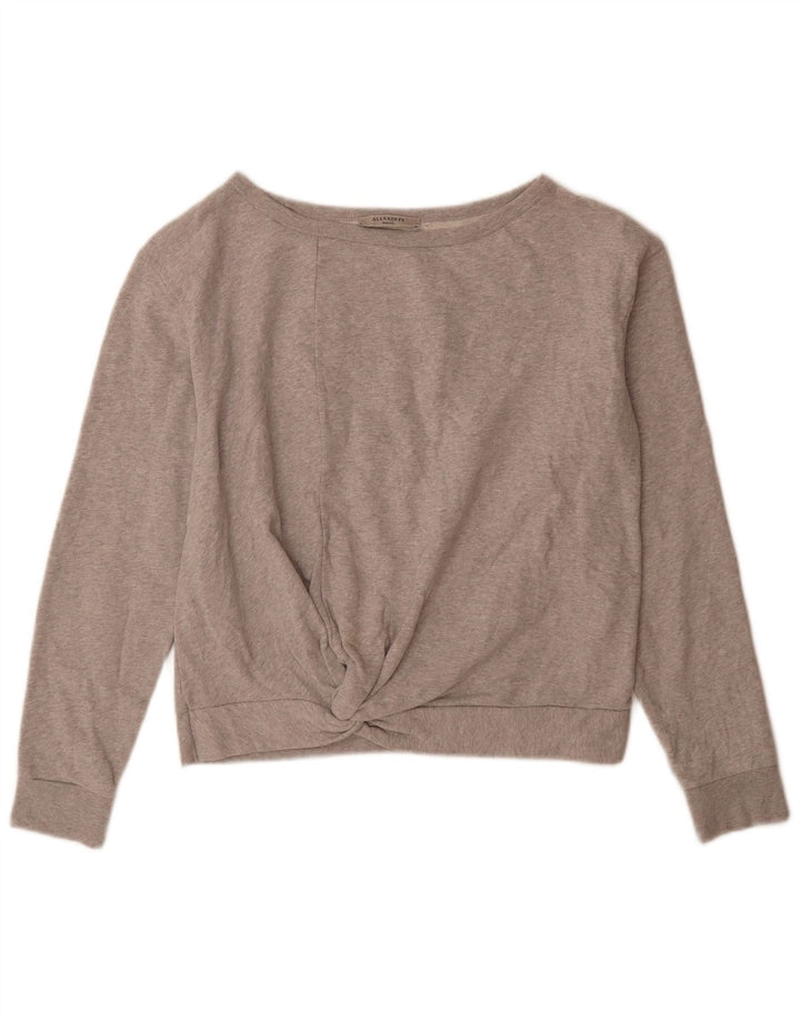 All Saints Pull-over surdimensionné pour femme UK 10 Small Gris Coton