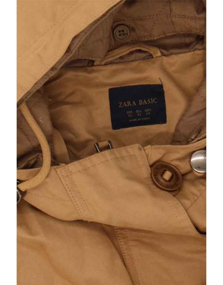 Zara Parka à capuche pour femme UK 6 XS Beige Polyester