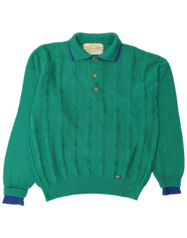 SETTEBELLO Pull Col Polo Homme XL Laine Verte