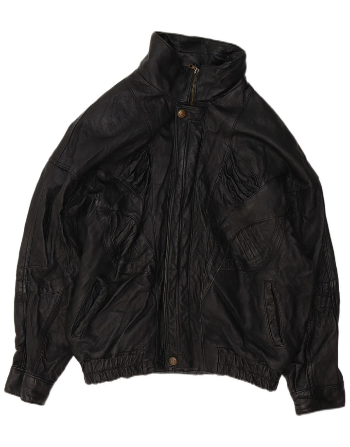 veste en cuir homme vintage UK 40 Grand Noir