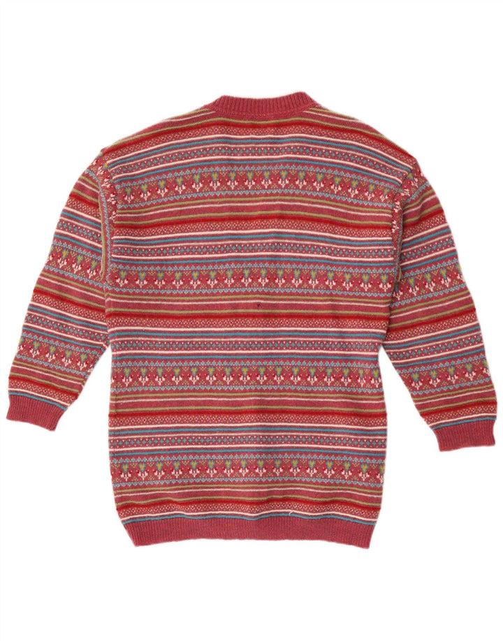 Stefanel Cardigan pour femme en laine Fair Isle rouge moyen UK 14