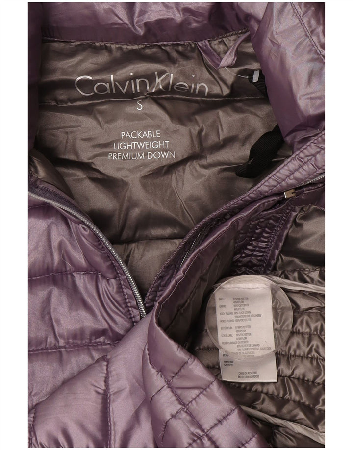 Calvin Klein Veste matelassée à capuche pour femme UK 10 Small Violet Polyester