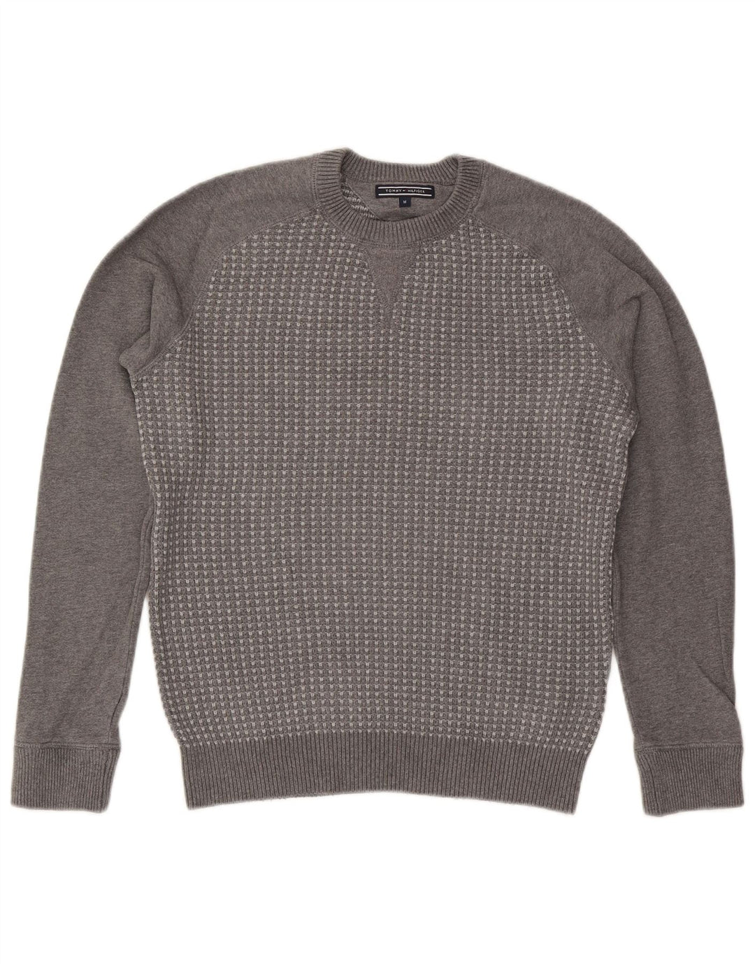 Tommy Hilfiger Pull Ras du Cou Homme Gris Moyen Coton Géométrique