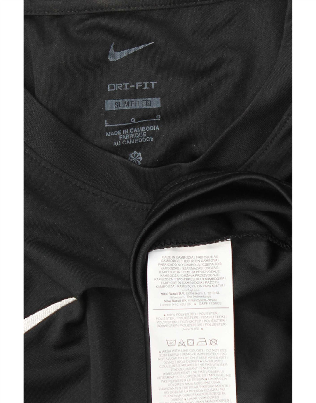 Nike Hommes Dri Fit Slim Fit T-Shirt Haut Grand Noir Polyester