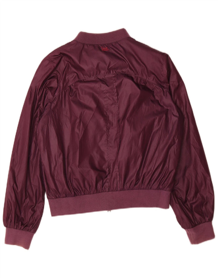 Lee Womens Graphic Bomber Jacket UK 14 Polyester Bordeaux Moyen