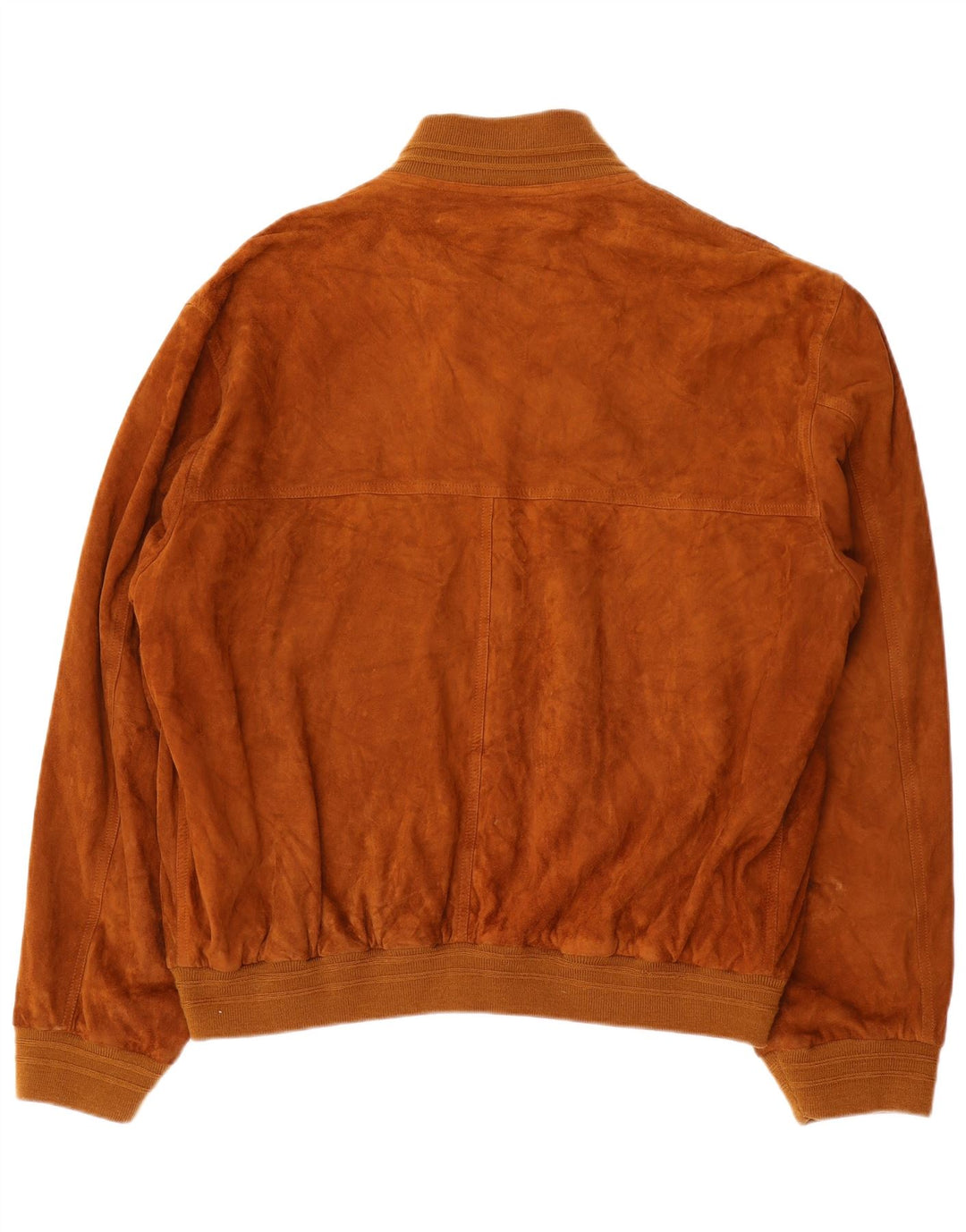 vintage Mens Suede Bomber Jacket IT 56 3XL Cuir Marron