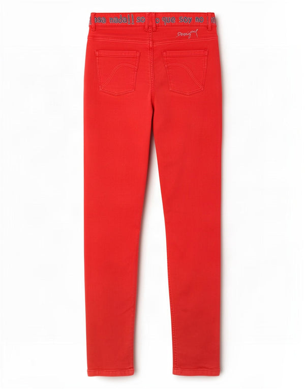 Desigual Pantalon décontracté Graphic Slim Femme W34 L30 Rouge Coton