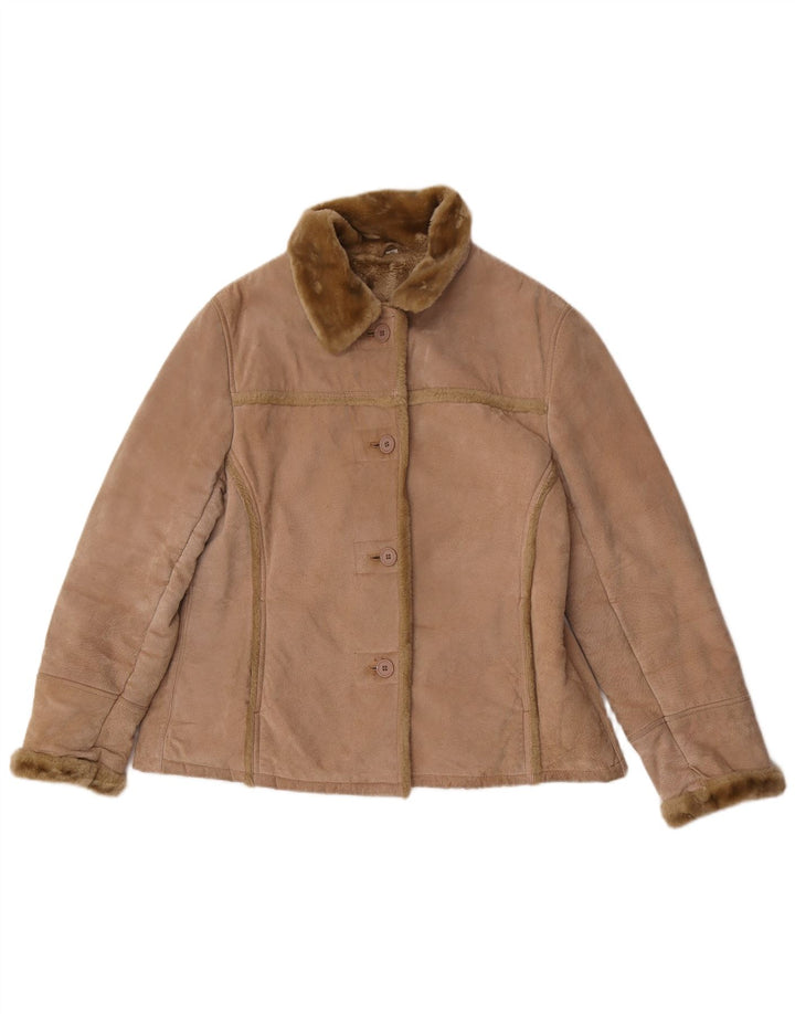 Avitano Veste surdimensionnée en peau de mouton pour femme EU 42 Large Beige