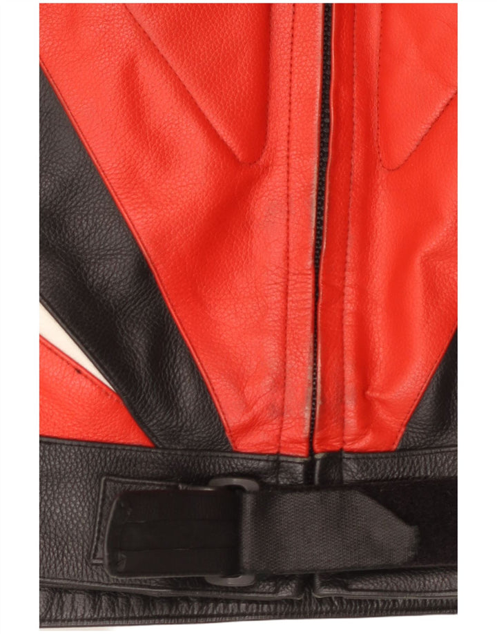 vintage Mens Leather Racer Jacket UK 40 Grand Colourblock multicolore