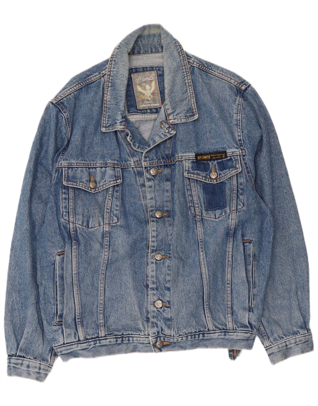 Off Limits Veste en jean pour homme UK 40 Large Bleu Coton