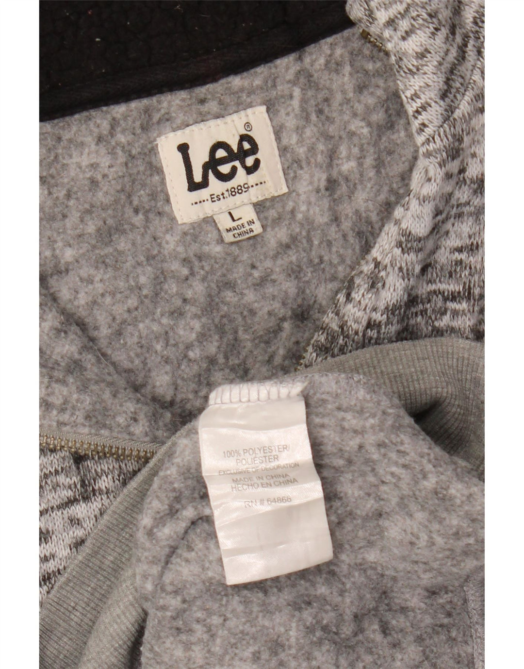 Lee Sweat-shirt à col zippé pour homme, en polyester moucheté, grand gris