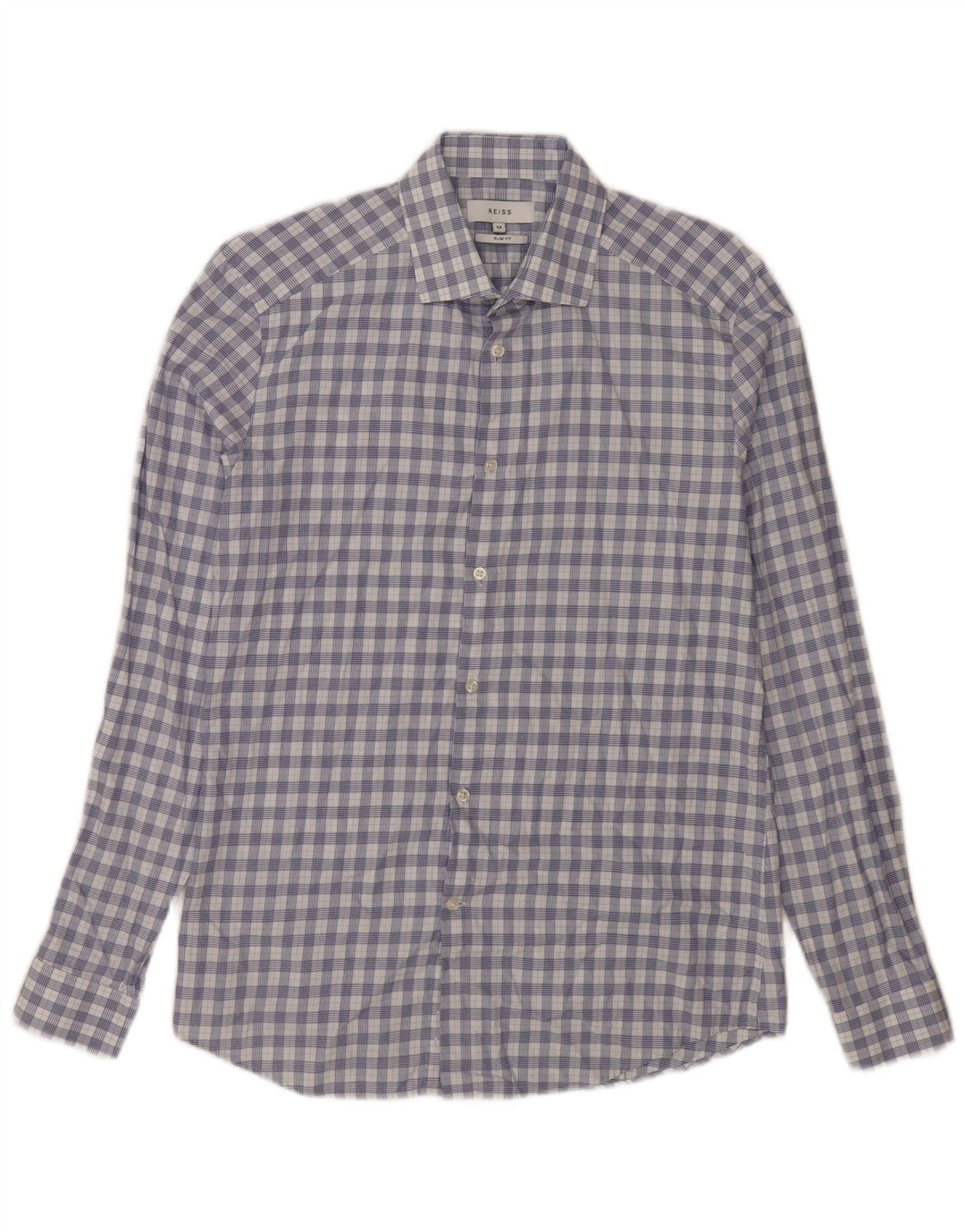 Reiss Chemise Slim Fit Homme Bleu Moyen Carreaux Coton