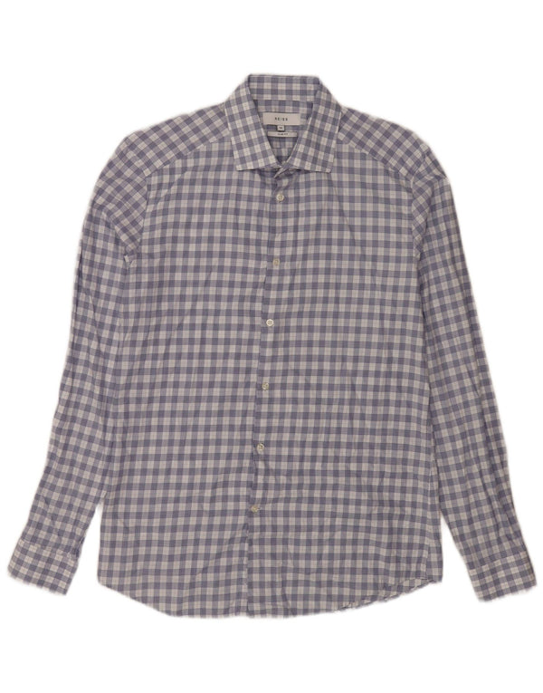 Reiss Chemise Slim Fit Homme Bleu Moyen Carreaux Coton
