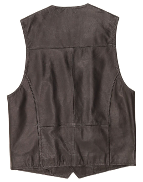 gilet en cuir homme vintage EU 50 cuir noir moyen