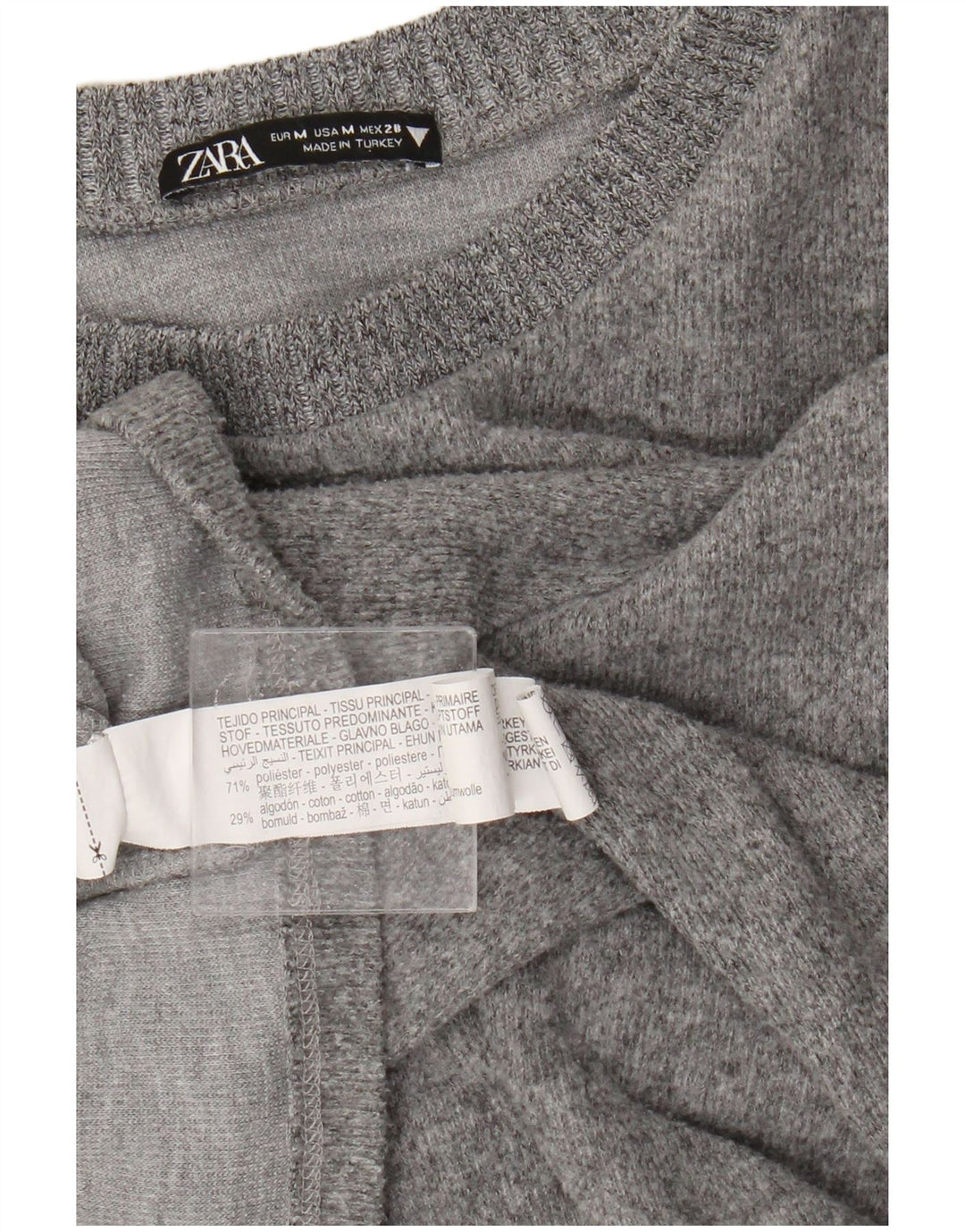 Zara Pull ras du cou pour femme UK 14 Gris moyen Polyester