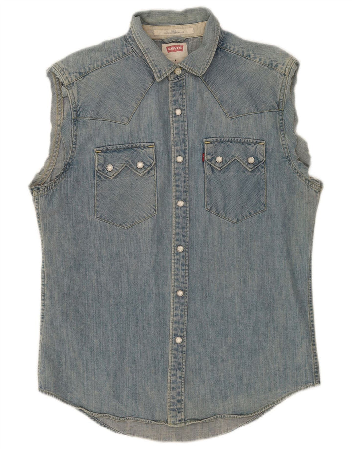 Levi's Chemise en Jean sans Manches Homme Bleu Moyen Coton