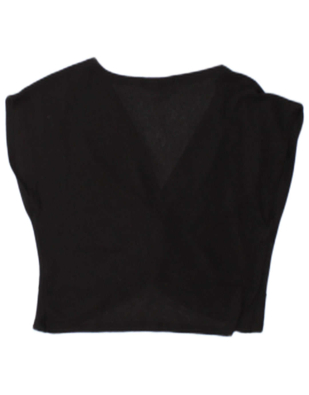 Zara Womens Crop Blouse Top UK 10 Petit Noir Polyester