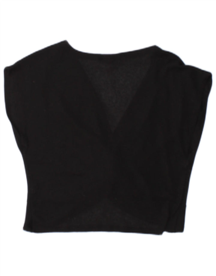 Zara Womens Crop Blouse Top UK 10 Petit Noir Polyester