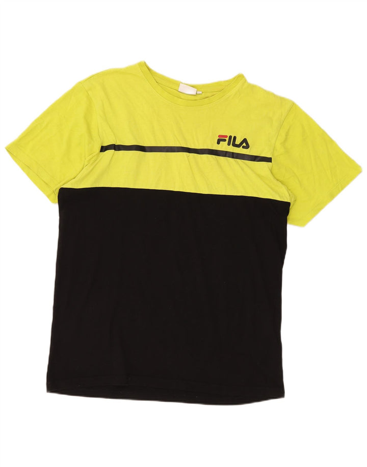 FILA T-shirt graphique pour homme XL en coton color block Noir
