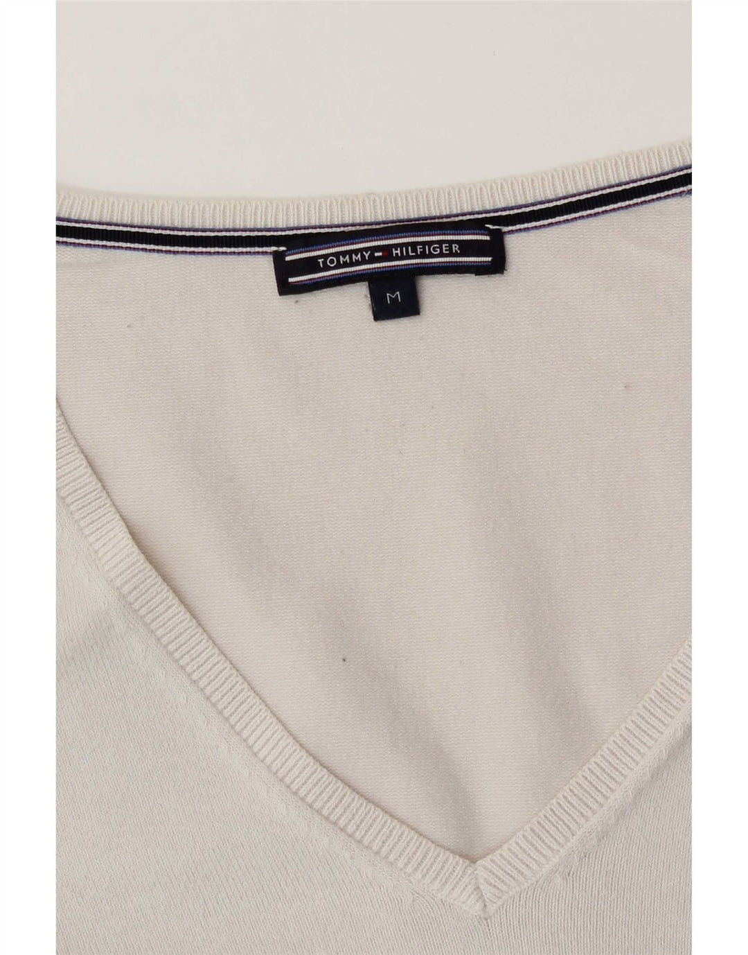 Tommy Hilfiger Pull col en V pour femme UK 14 Blanc moyen