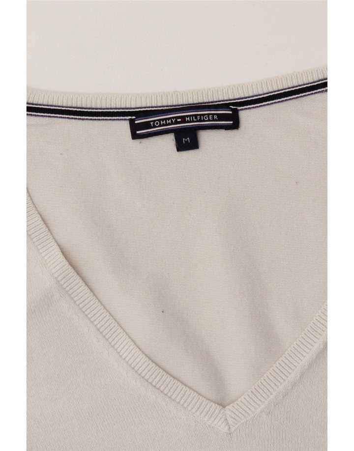 Tommy Hilfiger Pull col en V pour femme UK 14 Blanc moyen
