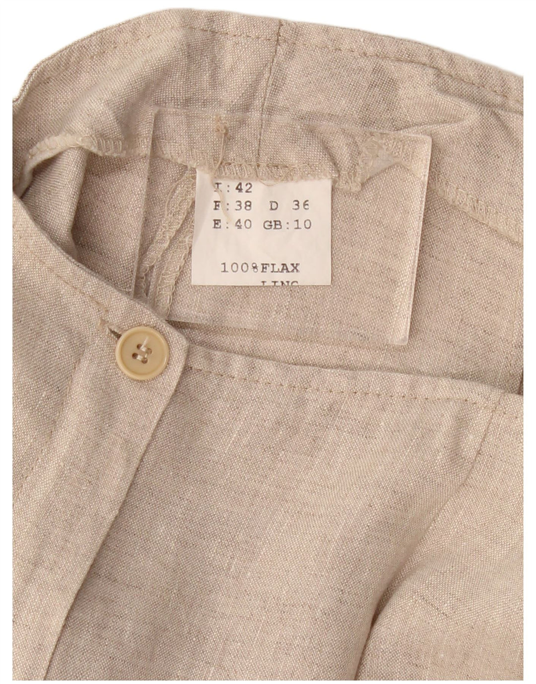 VINTAGE Pantalon Capri droit femme UK 10 Petit W30 L21 Lin Beige